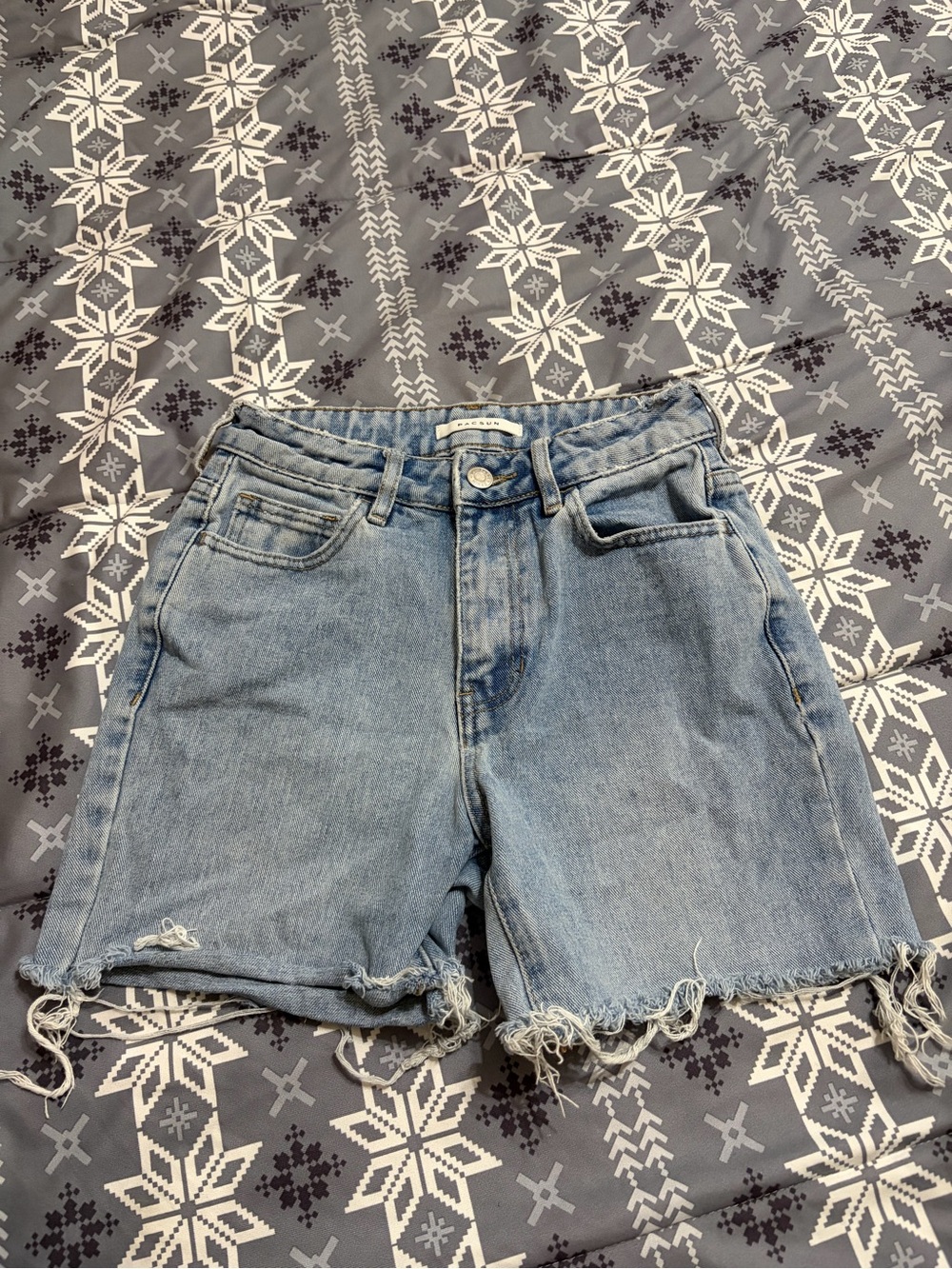 PacSun Light Blue Frayed Denim Shorts